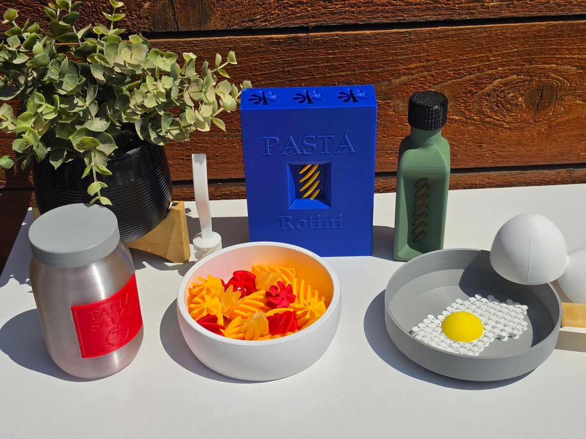 3D Printed Toddler Pretend Play Food Sets | Pasta & Egg Bundles