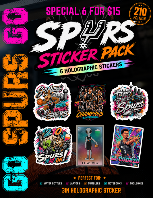 San Antonio Spurs 210 Edition Holographic Sticker Pack – 6 Pack | 3" Stickers